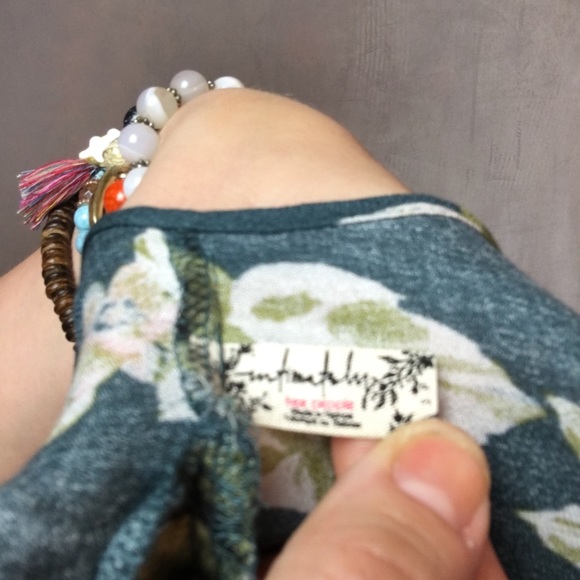 FREE PEOPLE BLUE AND GREEN ROSE TANK TOP BLOUSE - Picture 5 of 5